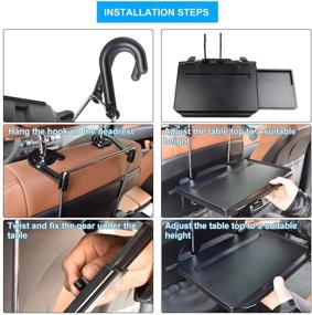 img 1 attached to 🚗 CPROSP Foldable Portable Car Steering Wheel Seat Tray Desk with Mouse Drawer – Ideal for Eating, Writing, and Working in the Car, features Notebook Groove and Drink Cup Groove