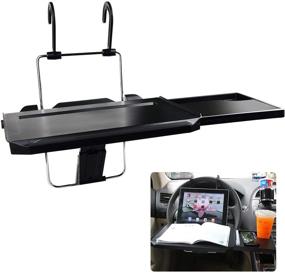 img 4 attached to 🚗 CPROSP Foldable Portable Car Steering Wheel Seat Tray Desk with Mouse Drawer – Ideal for Eating, Writing, and Working in the Car, features Notebook Groove and Drink Cup Groove