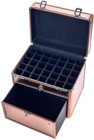 img 3 attached to 💅 Portable Rose Gold Nail Polish Case with Drawer and Dividers - Makeup Travel Organizer for Cosmetics