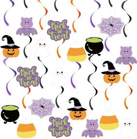 img 4 attached to Set of 20 Halloween Party Hanging Decorations: Pumpkin, Bat, Spider, Ghost, Trick Or Treat Swirl Ceiling Hanging Decoration for Halloween Baby Shower, Birthday Party Supplies
