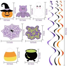 img 2 attached to Set of 20 Halloween Party Hanging Decorations: Pumpkin, Bat, Spider, Ghost, Trick Or Treat Swirl Ceiling Hanging Decoration for Halloween Baby Shower, Birthday Party Supplies