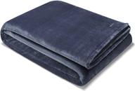 🛏️ nautica - ushsee1106038 solid collection navy full/queen silky microfiber ultra soft cozy plush light-weight fleece blanket, easy care machine washable logo