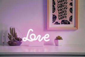 img 1 attached to Merkury Innovations Neon Purple LED Love Sign – 8 Inch Night Light Mood Light with Pedestal, Battery Operated Wall Art, Bedroom Decor, Lamp, Home Accessory, Party and Holiday Decoration