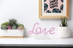 img 2 attached to Merkury Innovations Neon Purple LED Love Sign – 8 Inch Night Light Mood Light with Pedestal, Battery Operated Wall Art, Bedroom Decor, Lamp, Home Accessory, Party and Holiday Decoration