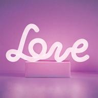 merkury innovations neon purple led love sign – 8 inch night light mood light with pedestal, battery operated wall art, bedroom decor, lamp, home accessory, party and holiday decoration логотип