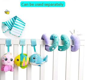 img 2 attached to 🐝 Caterbee Car Seat Toys: Interactive Baby Spiral Plush Stroller Bar Toy for Boys or Girls with Bell and Rattle - Ocean Themed