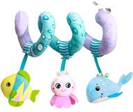 🐝 caterbee car seat toys: interactive baby spiral plush stroller bar toy for boys or girls with bell and rattle - ocean themed logo