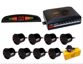 img 2 attached to Enhanced Safety: Black 8 Sensors Car Front Rear Reverse Parking Radar Kit with LED Buzzer Alarm