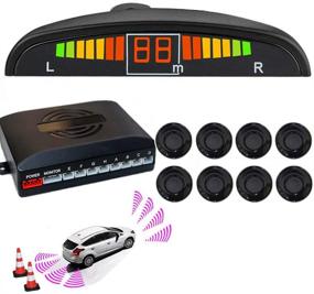 img 3 attached to Enhanced Safety: Black 8 Sensors Car Front Rear Reverse Parking Radar Kit with LED Buzzer Alarm