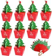 🎄 derayee 3d mini christmas treat gift boxes: festive party favors with candy, goody box, christmas tree shape & bells - pack of 10 logo