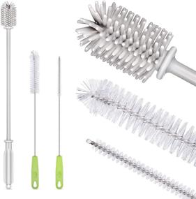 img 4 attached to Long Silicone Bottle Brush Set for Narrow and Long Neck Bottles - ORIA Tube Nozzle Water Bottle & Bendable Kitchen Cleaning Brush Set for Water Cup, Wine Bottles, and Baby Bottles