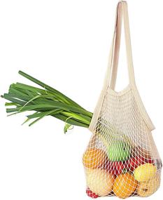 img 4 attached to 🛍️ Long Handle Plus-Size Bailuoni Net String Shopping Bag - Portable, Washable & Reusable Tote Bag Organizer for Grocery Shopping, Beach, Toys, Storage, Fruit, Vegetable, and Market