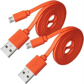 img 4 attached to 2 пакета быстрой зарядки, заменительный кабель Micro USB для JBL беспроводного Bluetooth-динамика Logitech UE Boom и других - плоский кабель длиной 3,3 фута.