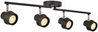 adjustable 4-light track lighting fixtures, foldable led track ceiling light for kitchen, office, dining room, bar - black tone logo