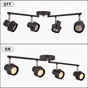 img 2 attached to Adjustable 4-Light Track Lighting Fixtures, Foldable LED Track Ceiling Light for Kitchen, Office, Dining Room, Bar - Black Tone