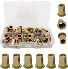 img 4 attached to 🔩 SVAAR 50pcs 1/4"-20 UNC Rivet Nut: Carbon Steel Flat Head Threaded Insert Nut Kit with Assorted Knurled Body