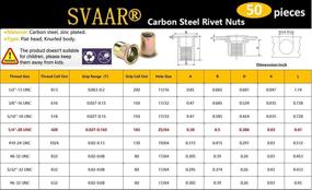 img 2 attached to 🔩 SVAAR 50pcs 1/4"-20 UNC Rivet Nut: Carbon Steel Flat Head Threaded Insert Nut Kit with Assorted Knurled Body