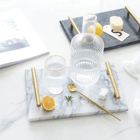 img 3 attached to StonePlus Natural Real Marble Tray: Elegant Catchall Key Perfume Tray with Handles – Venato Carrara (11.8Lx7.87W)