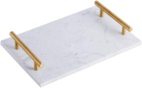 img 4 attached to StonePlus Natural Real Marble Tray: Elegant Catchall Key Perfume Tray with Handles – Venato Carrara (11.8Lx7.87W)