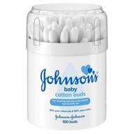 👶 johnson's baby cotton buds - gentle ear cleaning for babies - 100 drum pack logo