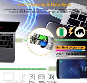img 1 attached to 💡 [2 Пакета] BAVNCO 4фт Потоковый USB C Кабель для Зарядки с Светодиодами - Кабель для Быстрой Зарядки 3A для Samsung Galaxy S20 S10 S9 S8 Plus Note 10 9 8/ LG V50 V40 V30 & Другие Android Телефоны (Синий & Зеленый)