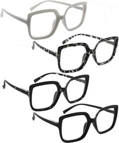 img 4 attached to 👓 LUR Reading Glasses for Women - Trendy 4 Pairs of Chic Readers Eyeglasses