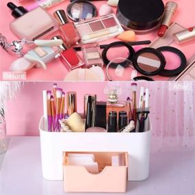 img 1 attached to Efficient Pink Makeup Organizer Perfume Holder | Skincare Display & Cosmetic Storage with Large Capacity | Vanity Caddy for Makeup Brushes