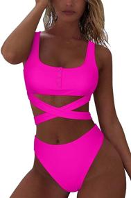 img 2 attached to 👙 Mulisky Strappy Waisted Swimsuit Beachwear – Women's Clothing for Swimsuits & Cover Ups