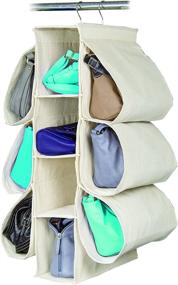 img 2 attached to 👜 Richards Homewares Hanging Handbag Organizer - 10 Compartments, Canvas/Natural Material