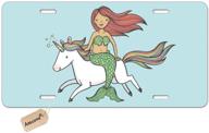 amcove cute mermaid girl riding a unicorn декоративный передний номерной знак автомобиля логотип