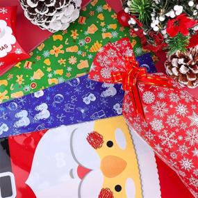 img 1 attached to 🎄 Aneco 160pcs Christmas Cellophane Candy Bags - Assorted Xmas Cellophane Snack Bags with Ties and Bows - Cookie Bags for Xmas Party Supplies