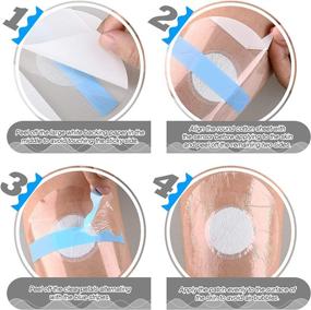 img 1 attached to 48-Pack Clear Waterproof Shower Patches - Transparent Adhesive Sensor Covers for CGM Overpatch-Tape - Precut Protection Stickers without Hole (Blue)