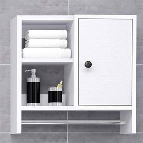 img 4 attached to Bathroom Organizer Storage Wall Cabinet: Over The Toilet Storage Cabinets for Bathroom (Warm White) - Maximize Space and Stay Organized