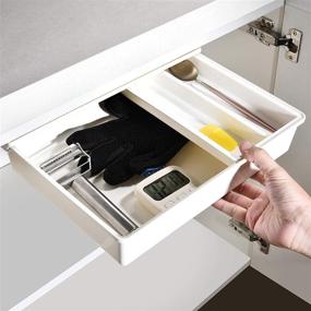 img 1 attached to GiantGo Large Desk Drawer: Convenient Under Desk Storage for Office, Bedroom, School, Kitchen - Self-Adhesive Organizing Solution for iPad, Phone, Pens, Keys, and More