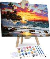 🎨 captivating beach paint by numbers kit for adult artists - engaging diy sea-themed painting experience for beginners - dimensions 16x20 logo