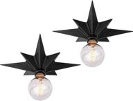 🏡 2-pack vintage farmhouse flush mount ceiling light fixtures - small entryway e26 moravian star light in unique black metal design for hall, stair, foyer, closet, laundry, porch logo