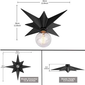 img 3 attached to 🏡 2-Pack Vintage Farmhouse Flush Mount Ceiling Light Fixtures - Small Entryway E26 Moravian Star Light in Unique Black Metal Design for Hall, Stair, Foyer, Closet, Laundry, Porch