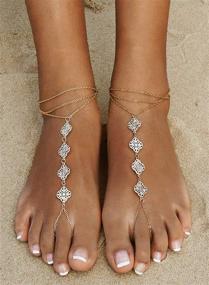 img 3 attached to 👣 Bellady Silver Anklets Chain Bracelet Foot Jewelry Set - Barefoot Sandals Ankle Bracelet for Women - Footless Beach Wedding Sandals Toe and Ankle Jewelry - 2 Pieces