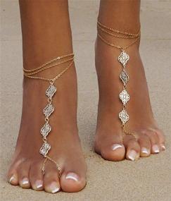 img 2 attached to 👣 Bellady Silver Anklets Chain Bracelet Foot Jewelry Set - Barefoot Sandals Ankle Bracelet for Women - Footless Beach Wedding Sandals Toe and Ankle Jewelry - 2 Pieces