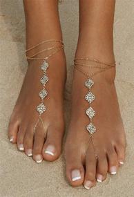 img 1 attached to 👣 Bellady Silver Anklets Chain Bracelet Foot Jewelry Set - Barefoot Sandals Ankle Bracelet for Women - Footless Beach Wedding Sandals Toe and Ankle Jewelry - 2 Pieces