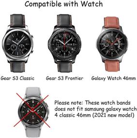 img 1 attached to Улучшите свой опыт использования Galaxy Watch с комплектом из 2-х ремешков для Galaxy Watch 46 мм - черные + коричневые, из натуральной кожи с быстрым съемом, совместимые с Samsung Galaxy 46 мм.