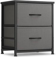 📦 fezibo 2 drawers fabric dresser: stylish steel frame with wood top for bedroom organization & home décor in dark grey logo