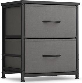 img 4 attached to 📦 FEZIBO 2 Drawers Fabric Dresser: Stylish Steel Frame with Wood Top for Bedroom Organization & Home Décor in Dark Grey