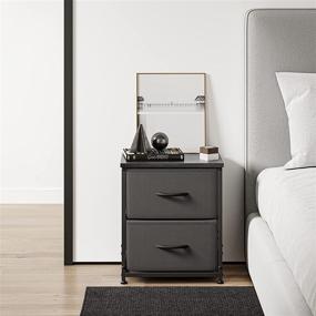 img 2 attached to 📦 FEZIBO 2 Drawers Fabric Dresser: Stylish Steel Frame with Wood Top for Bedroom Organization & Home Décor in Dark Grey