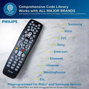 img 1 attached to Philips Backlit Universal Remote Control for Samsung, Vizio, TCL, HiSense, Sony, RCA, Panasonic, Roku, Apple TV, Smart TVs, Streaming Players, Blu-Ray, DVD - 8-Device, Black (Model SRP9488C/27)