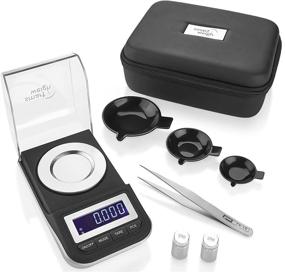 img 1 attached to 📏 Smart Weigh 50g x 0.001g Digital Milligram Scale Set - High Precision, Includes Tweezers, Calibration Weights, Three Weighing Pans, and Case