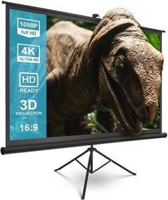 img 4 attached to 🎥 Экран для проектора Kapwan 100 дюймов 16:9 HD 4K с подставкой: без морщин и переносной для просмотра фильмов, встреч, в помещении и на открытом воздухе - включает сумку для переноски.