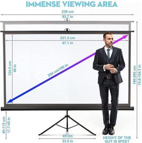 img 1 attached to 🎥 Kapwan 100 inch 16:9 HD 4K Projector Screen with Stand: Wrinkle-Free & Portable for Movies, Meetings, Indoors and Outdoors - Includes Carry Bag