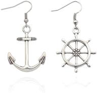 ⚓ wllay irregular silver nautical anchor rudder earrings with personality - fashionable dangle earrings logo