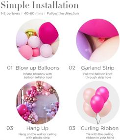 img 2 attached to 🎈 132Pcs Princess Hot Pink Balloon Set with Rose Red and Chrome Rose Gold Balloons: Perfect for Birthday, Engagement, Graduation, Picnic, Baby Shower, Christmas or Party Decorations.